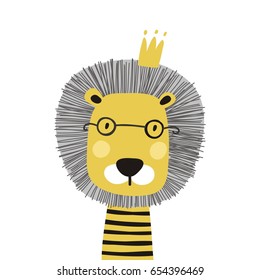 Print with cute lion. Can be used print print  for  t-shirts, home decor, posters, cards