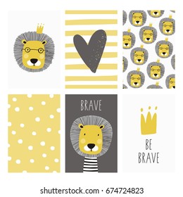 Print with cute lion. Can be used print print  for  t-shirts, home decor, posters, cards