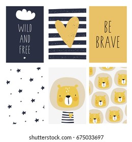 Print with cute lion. Can be used print print  for  t-shirts, home decor, posters, cards