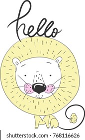 Print with cute lion. Can be used print print for t-shirts, home decor, posters, cards