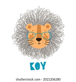 Impresión con un lindo león de fondo blanco. Ideal para diseñar ropa para bebés.