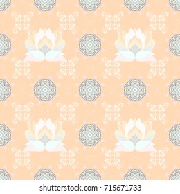 Print. Cute seamless pattern. Cute fabric pattern. Colour Summer Theme seamless pattern Background. Vector floral background. Flat Flower Elements Design.