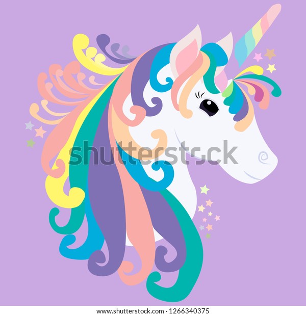 Print Cute Unicorn On Purple Background Stock Vector (Royalty Free ...