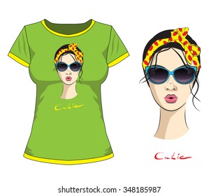 The print "Cutie". Vector. Can be used on different clothes.