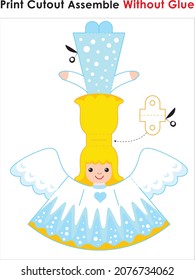 Print cutout assemble without glue. Paper angel. DIY from paper.