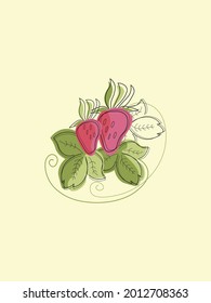 print with delicate large strawberries 