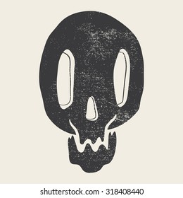 Print depicting a skull. Illustration poster.