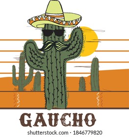Print design consisting of cactus and inscriptions.