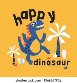 print design with cute dinosaur drawn as vector