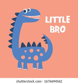 print design with cute dinosaur drawn as vector