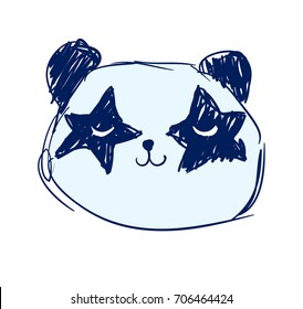 print design panda, children print on t-shirt. hand drawn panda
