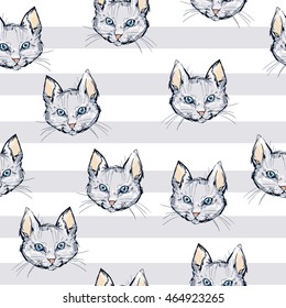 print design seamless with a cat 