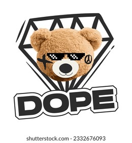 diseño de impresión con ilustración de osito de peluche en estilo de arte callejero de graffiti, para el diseño de ropa de calle y camisetas de estilo urbano, capuchas, etc.	