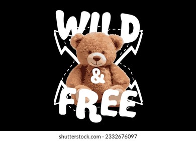 diseño de impresión con ilustración de osito de peluche en estilo de arte callejero de graffiti, para el diseño de ropa de calle y camisetas de estilo urbano, capuchas, etc.	