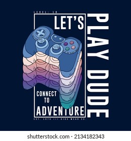 print design for tee as vector with gamepad drawing