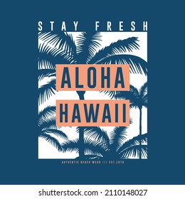 print design for tee with vector palm drawn