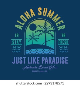 print design for tee as vector with palm tree drawing 