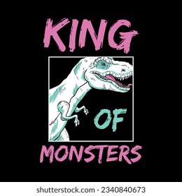 print design for toddler fashion with wild dinosaur drawing