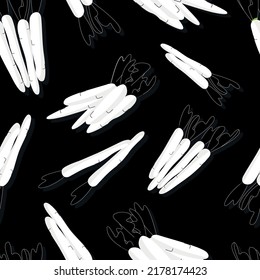 Print design vector illustration of black and white carrot colours. Seamless pattern with flat style.	