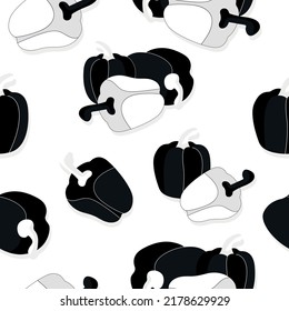 Print design vector illustration of black and white paprika colors. Seamless pattern with flat style.	