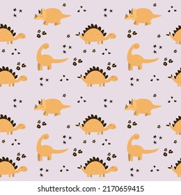 Print Design Vector Illustration with Dinosaurs for Babies, Can be used for Newborn Baby Bodysuit. Nursery art dino pattern