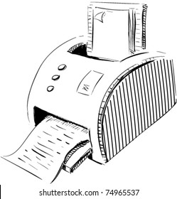Print device sketch cartoon vector illustration