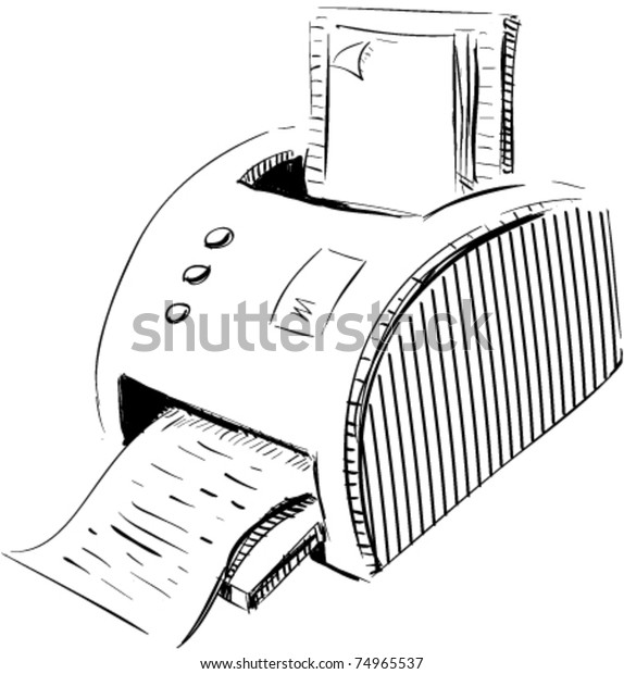 Print Device Sketch Cartoon Vector Illustration Stock Vector (Royalty ...