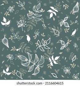 impresión de diferentes plantas y flores para el interior o el fondo para los textiles y los platos