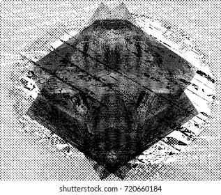 Print distress background in black and white texture with spots, scratches and lines. Abstract vector illustration. 