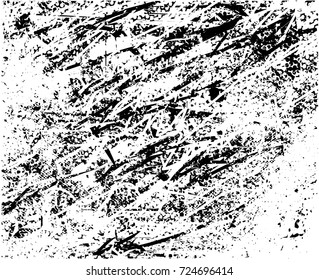 Print distress background in black and white texture with spots, scratches and lines. Abstract vector illustration. 