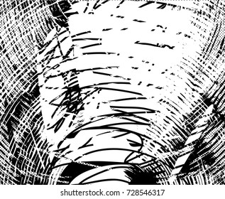 Print distress background in black and white texture with spots, scratches and lines. Abstract vector illustration. 