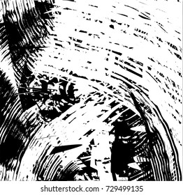 Print distress background in black and white texture with spots, scratches and lines. Abstract vector illustration. 