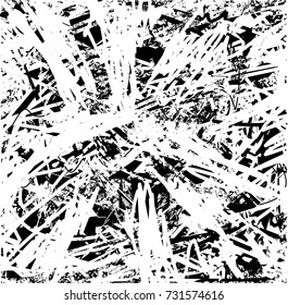 Print distress background in black and white texture with spots, scratches and lines. Abstract vector illustration. 
