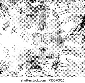 Imprima fondo de la angustia en textura en blanco y negro con manchas, arañazos y líneas. Ilustración abstracta vectorial. 
