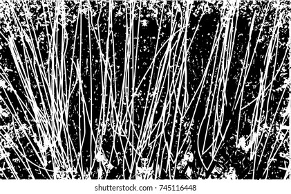 Print distress background in black and white texture with spots, scratches and lines. Abstract vector illustration