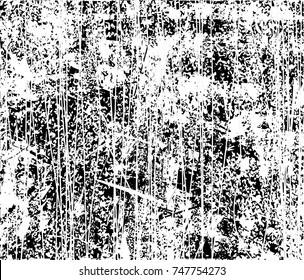 Print distress background in black and white texture with spots, scratches and lines. Abstract vector illustration
