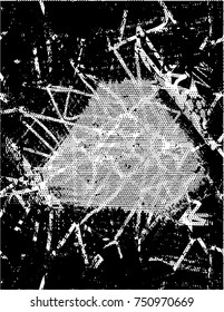 Print distress background in black and white texture with spots, scratches and lines. Vector illustration