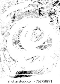 Print distress background in black and white texture with  dark spots, scratches and lines. Abstract vector illustration
