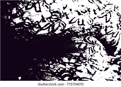Print distress background in black and white texture with  dark spots, scratches and lines. Abstract vector illustration