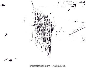 Print distressed background in black and white texture with  dark spots, scratches and lines. Abstract vector illustration