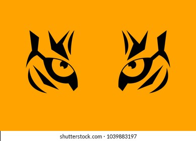 Print eye of tiger with striped fur. Vector illustration