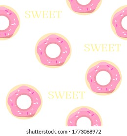 print for fabric. donuts seamless pattern. children's drawings and graduations