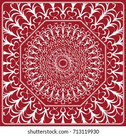Print for fabric with floral ornamental border. Design for tablecloth, scarf, Pillowcase. vector illustration