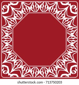 Print for fabric with floral ornamental border. Design for tablecloth, scarf, Pillowcase. vector illustration