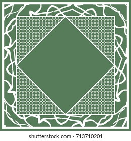 Print for fabric with ornamental border. Design for tablecloth, scarf, Carpet, Pillowcase.