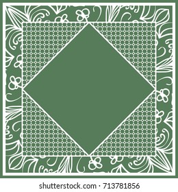 Print for fabric with ornamental border. Design for tablecloth, scarf, Carpet, Pillowcase.