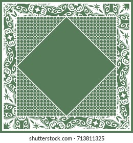 Print for fabric with ornamental border. Design for tablecloth, scarf, Carpet, Pillowcase.