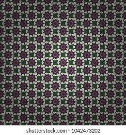 Print for fabric and paper. Seamless pattern with mandalas in gray, beige and green colors. Cute vector background.