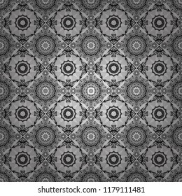 Print for fabric and paper. Seamless pattern with mandalas in green, yellow and blue colors. Cute raster background.