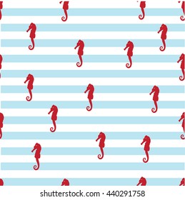 print fabric seahorses against a background of strips drawn vector